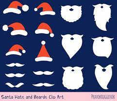 Santa Hat And Beard Clipart Set Santa Hat Clip Art Digital Etsy Beard Clipart Clip Art Kawaii Christmas