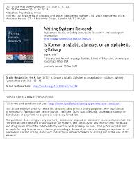 Your professional reputation is staked in part on the quality of your writing. Pdf Is Korean A Syllabic Alphabet Or An Alphabetic Syllabary