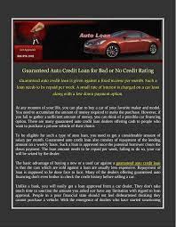 Guaranteed Auto Credit Loan Is Given Against A Fixed Income Per Month Such A Loan Needs To Be Repaid Per Week A Small Rate Of No Credit Loans Loan Car Loans