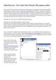 All you have to do is answer a couple of simple questions and you're ready to go. Calameo Spinchat Com Free Chat Meet Friends Play Games Online