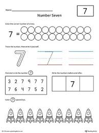 Number 7 Practice Worksheet Writing Numbers Numbers Preschool Learning Numbers