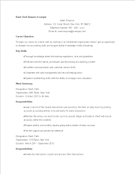 banking clerk resume template