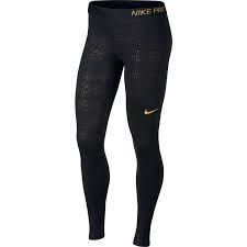 Black And Gold Nike Pro Leggings Nike Pro Gold Printed Tight From Aries Apparel Nike Outfits Athletic Apparel Nike Pros