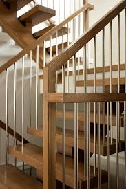 High quality stair parts for new staircase construction and home stair remodel. White Oak Mono Stringer With Stainless Steel Spindles Contemporary Staircase Edmonton By Custom Newel Posts Houzz