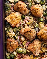 Roast Chicken Thighs Brussels Sprouts With Pancetta Roasted Chicken Thighs Chicken Brussel Sprouts Brussel Sprouts