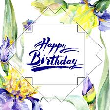 Dalle classiche rose ai girasoli sgargianti: Foto E Immagini Stock Royalty Free Cornice Con Iris Viola E Gialli Acquerello Sfondo Illustrazione Set Con Fiori Acquerello Disegno Moda Acquerello Frontiera Con Segno Di Buon Compleanno