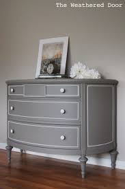 A Grey Demi Lune Dresser With White Accents Gray Painted Furniture Painted Bedroom Furniture Grey Bedroom Furniture Sets