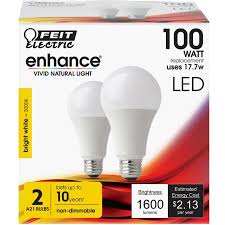 Feit Electric Enhance 100 Watt Eq A15 Bright White Led Light Bulb 2 Pack In The General Purpose Led Light Bulbs Department At Lowes Com