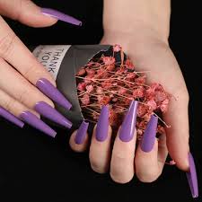 Sported by ballerinas for decades, only recently has this shape of nail been receiving its due. Matte Purple Plum Glitter Long Coffin False Nails Choose Your Shape Press On 8 00 Picclick