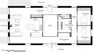 Plan Maison Rectangulaire 2 Chambres Et Terrasses Plansdemaisonavecmezzanine Plan De Maison Rectangulaire Plan Maison Plain Pied Plan Maison