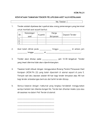 Contoh borang keahlian contoh borang keahlian contoh mp3 & mp4. 21 Kew Pa 21 Kenyataan Tawaran Tender Pelupusan Aset Alih Ke