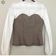 Corset noir et blanc, porté une fois. H M Corset Long Sleeve Top Women S Fashion Clothes Tops On Carousell