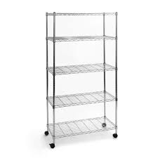 Seville Classics Chrome 5 Tier Steel Wire Shelving Unit 30 In W X 62 In H X 14 In D She14305b The Home Depot In 2020 Wire Shelving Metal Shelving Units Shelving