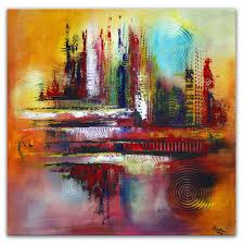 Herbstzeit Bild Gelb Blau Rot Abstraktes Wandbild Abstrakte Bilder Abstrakt Wandbild Abstrakt