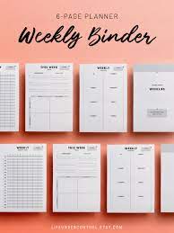 Weekly Home Binder Kit A4 A5 Letter Hole Punch Printables Eisenhower Matrix Daily Hourly Planner Filofax Goal Tracker In 2021 Planner Home Binder Planner Template