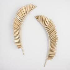 Influenced By Classic Adornments This Pair Of Leafy Golden Branches Conveys A Look Of Sophistication And D Gold Wall Decor Tropical Home Decor Leaves Wall Art