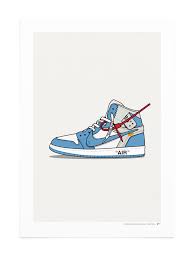 Off White Jordan 1 Unc Sneaker Art Nike Art White Jordans