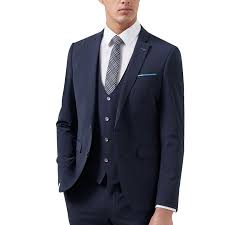 Navy Uomo Lazio 3 Piece Wool Suit 36r