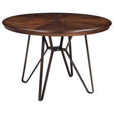 Round kitchen table with metal chairs. Signature Design By Ashley Centiar Round Dining Room Table With Metal Hairpin Legs Wayside Furniture Kitchen Tables