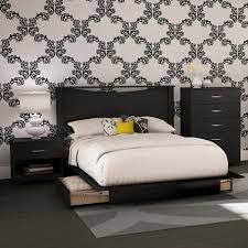 Traditional sleigh bed, dresser with mirror and nightstand. South Shore Step One 4 Piece Pure Black Full Bedroom Set 3107a4 The Home Depot
