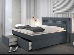Ensemble Boxspring Complet Bari 160x200cm Simili Bleu En 2020 Tete De Lit Avec Rangement Lit Coffre 160x200 Matelas