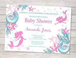 Amazon Com Mermaid Baby Shower Invitations Custom Mermaid Under The Sea Baby Shower Invites For Baby Girl Personalized Starfish Seashells Mermaid Invitations Handmade Products