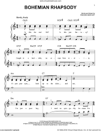 Queen Bohemian Rhapsody Easy Sheet Music For Piano Solo Easy Sheet Music Piano Sheet Music Clarinet Sheet Music