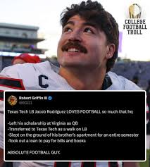 Texas Tech LB Jacob Rodriguez is a football guy. 🤝