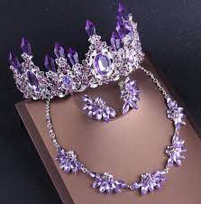 Noble Purple Crystal Bridal Jewelry Sets Necklaces Earrings Etsy Crystal Bridal Tiaras Bridal Jewelry Sets Crystal Bridal Jewelry