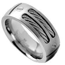 8mm Men S Titanium Ring Wedding Band With Stainless Steel Cables And Screw Design Size 12 Black Titanium Rings For Men Titanium Wedding Rings Titanium Rings
