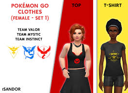 This clothing cc pack comes with 14 casual wear pieces for your sims, both male and female. Mod The Sims Pokemon Go Team Clothes Female Set 1