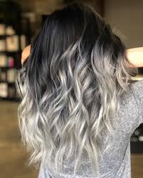 Ombre Balayage Ombre Black And Blonde Hair 60 Shades Of Grey Silver And White Highlights For Eternal Youth Hair Color For Black Hair Balayage Long Hair Long Hair Styles