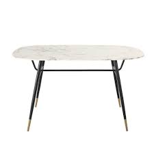 Gorgeous white carrara marble creates a stunning tabletop. Marble Effect Tempered Glass 4 Seater Dining Table W140 Rhea Maisons Du Monde