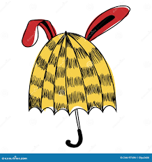 白色背景上白色伞形上凸出的耳朵可爱现代黄色伞的儿童风趣伞向量例证- 插画包括有图象, 收集: 246197698