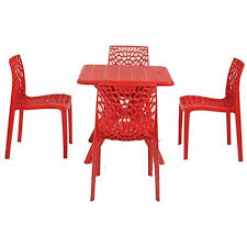 For a true formal dinner setting, you should have enough matching placemats for all of the guests, and the placemats should also match the tablecloth. Buy Supreme Table Chairs Set 4 Web 1 Dinner Red By 4 U Enterprises Features Price Reviews Online In India Justdial