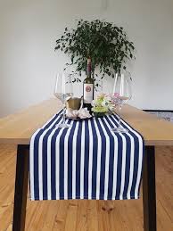 Navy Blue And White Stripe Table Runner Nautical Pure Cotton Table Runner Table Cloth Striped Table Runner Table Cloth Blue And White