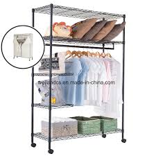 Closet organization can be as simple as purchasing additional hangers or storage bins, and as complicated as a closetmaid closet organizer kit designed to optimize your space and features with. China Diy Metal Closet Storage Organizer Garment Rack Heavy Duty Clothes Wardrobe Rolling Clothes Rack With Hanger Bar China Clothes Rack Rolling Clothes Rack
