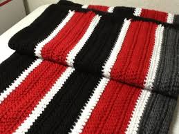 Black And White Chevron Crochet Blanket Afghan Red Black Grey And White Crochet Handmade Lap Afghan Crochet Blanket Red Crochet Blanket Black Afghan