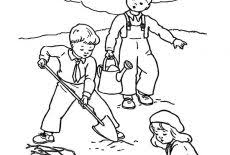 Volunteer outline colored or vector. Volunteer Planting Trees For Arbor Day Coloring Pages Best Place To Color