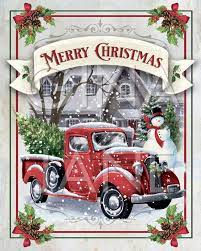 Christmas Red Truck Banner Merry Christmas Digital Art Etsy Christmas Red Truck Christmas Signs Merry Christmas Vintage