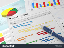 Closeup View Paper Documents Gantt Chart Stock Illustration