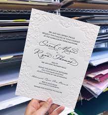 Black Letterpress Blind Deboss Wedding Invite With Deep Floral Deboss W Embossed Wedding Invitations Letterpress Wedding Invitations Letterpress Invitations