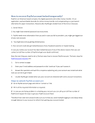 Paypal wants to know at all times who has access to your account. How To Recover Paypal Account Locked Temporarily Docx Docdroid