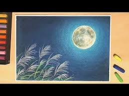 満月とススキの描き方withパステル 秋アート how to draw a moon with soft pastels youtube クレヨンアート カラフルな絵 アートのアイデア