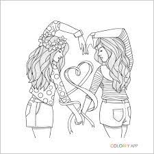 Five girls bff coloring page to print and color; 2 Bff Drawings Easy Novocom Top