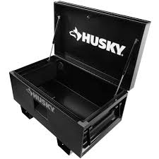 Husky 32 In W X 19 3 In D Steel Job Site Tool Box In Black H32jsb The Home Depot In 2020 Tool Box Rubber Grommets Mobile Tool Box