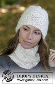 Atlantic Drops 182 25 The Set Consists Of Knitted Hat And Neck Warmer With Cables And Knit Cowl Pattern Free Knitting Patterns Free Cowl Knitting Pattern