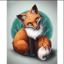 5d diamond painting green shadow fox kit in 2021 cartoon fox drawing cartoon drawings animal art
