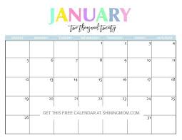 Free Printable 2020 Calendar So Beautiful Colorful January 2020 Calendar P Free Printable Calendar Monthly Monthly Calendar Printable Free Printable Calendar