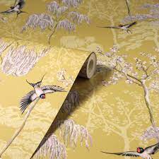 Japanese Garden By Arthouse Ochre Wallpaper Wallpaper Direct In 2021 Ochre Wallpaper Vinyl Wallpaper Wallpaper